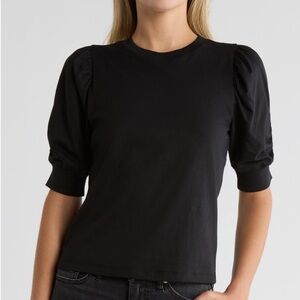 Frame black short puff sleeve crew neck tshirt size small